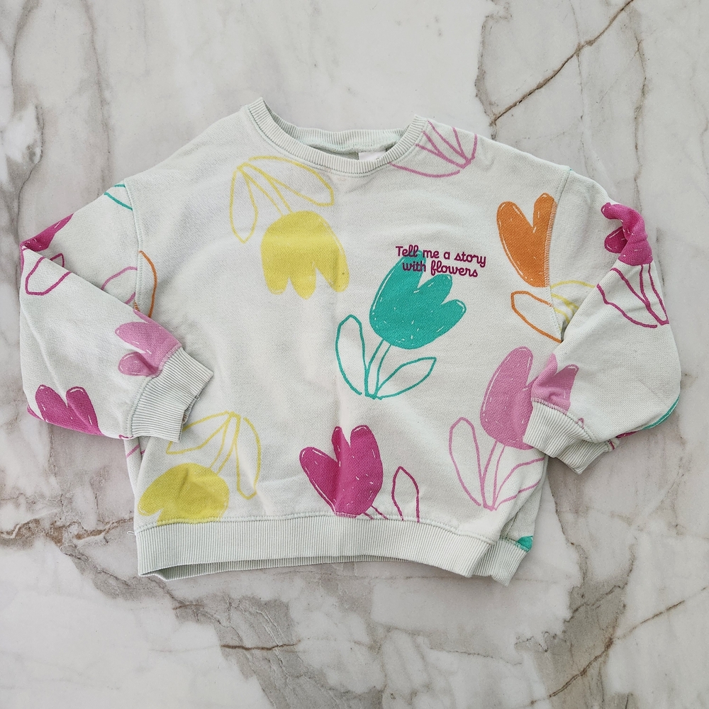 Zara Kids Floral Sweatshirt - Pink, Yellow, Orange, Green